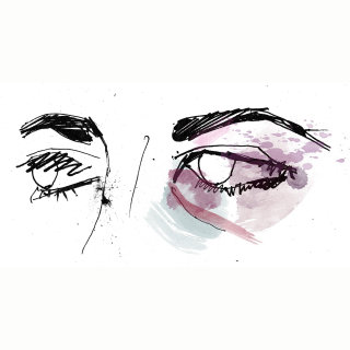 Desenho com tinta de olhos pretos