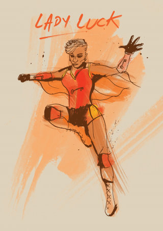 Watercolor sketch of superhero character design