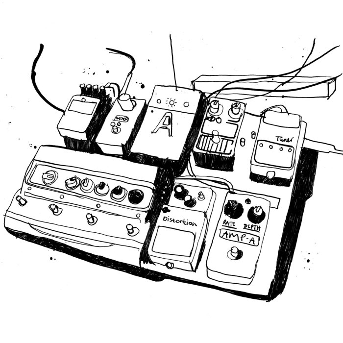 Ilustración de pedales de guitarra