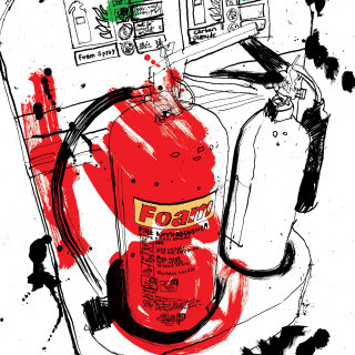 Ilustración contemporánea de extintor de incendios. 