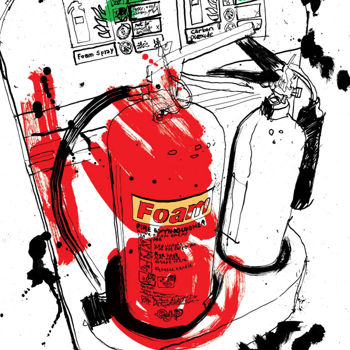 Ilustración contemporánea del extintor de incendios