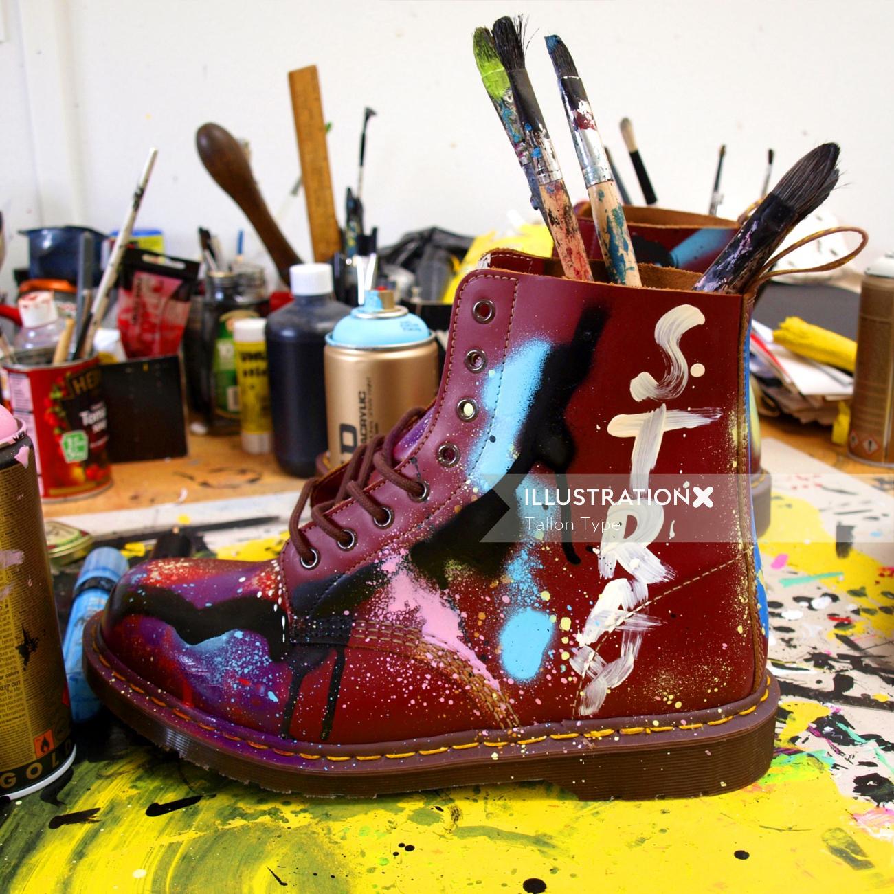 Peinture graphique sur chaussures