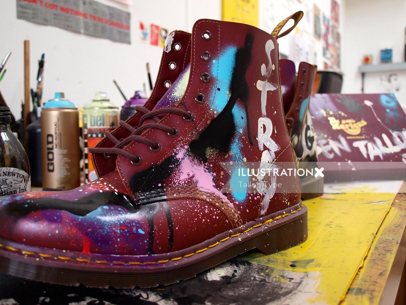 Live event drawing of Original boot for Dr.Martens