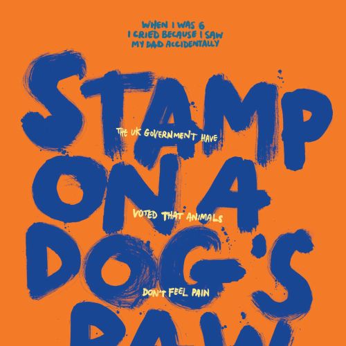 Lettering Stamp on a dog's paw
