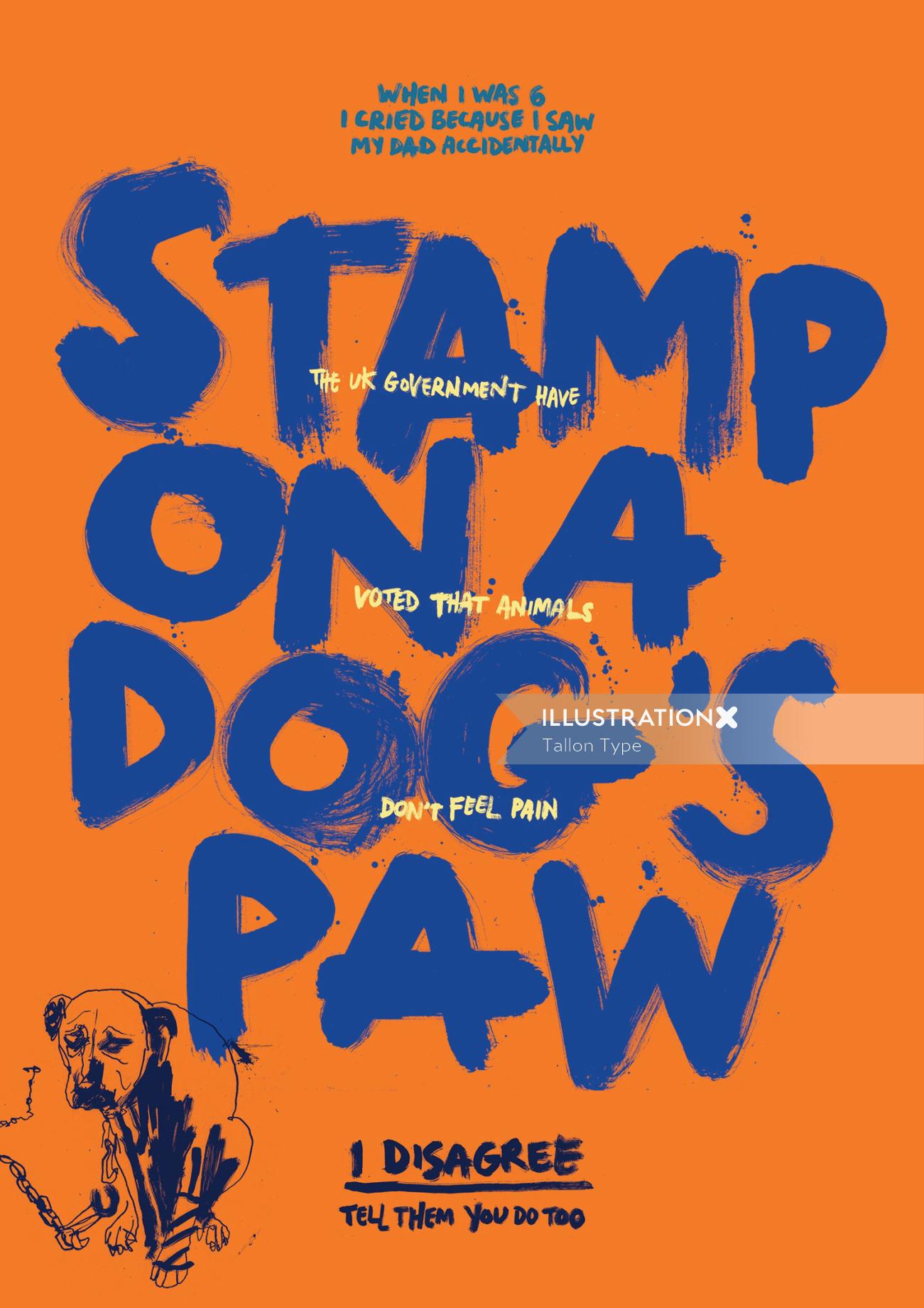 Lettering Stamp on a dog's paw
