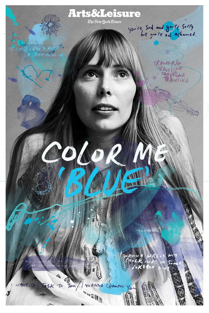 Capa do New York Times para as celebrações do 50º aniversário do álbum Blue.