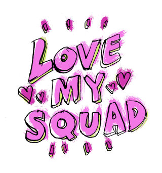 「Love My Squad」のグラフィックカリグラフィー