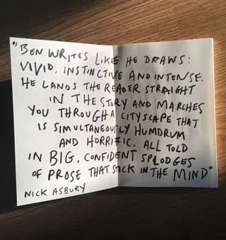 Handwritten quote about writing in bold marker pen on paper