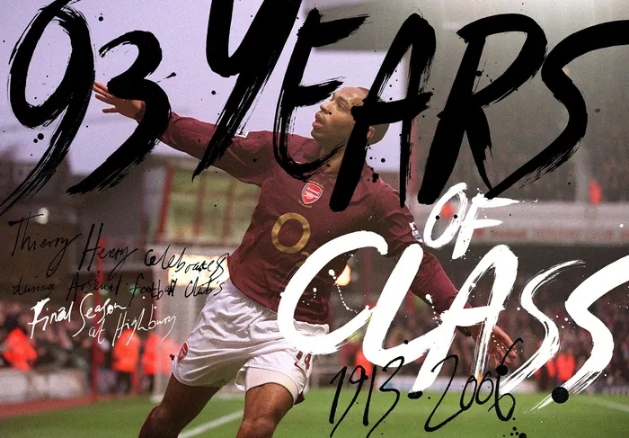 Thierry Henry celebrating with 93 years of class lettering