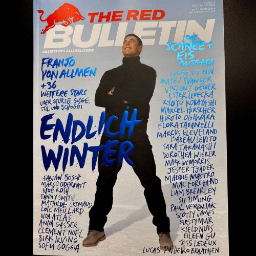 Red Bulletin Winter Sports cover hand lettering by Tallon Type