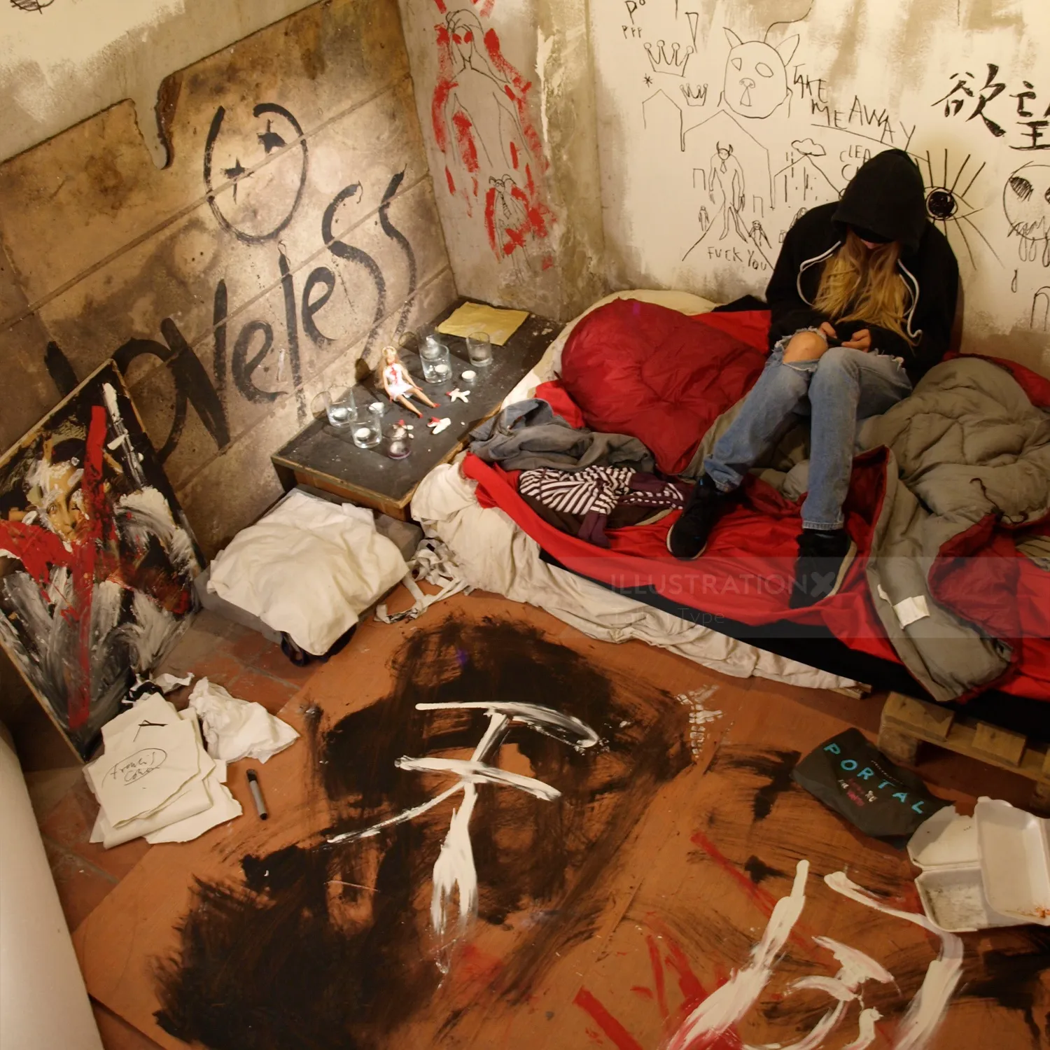 Mural art for film squat set design