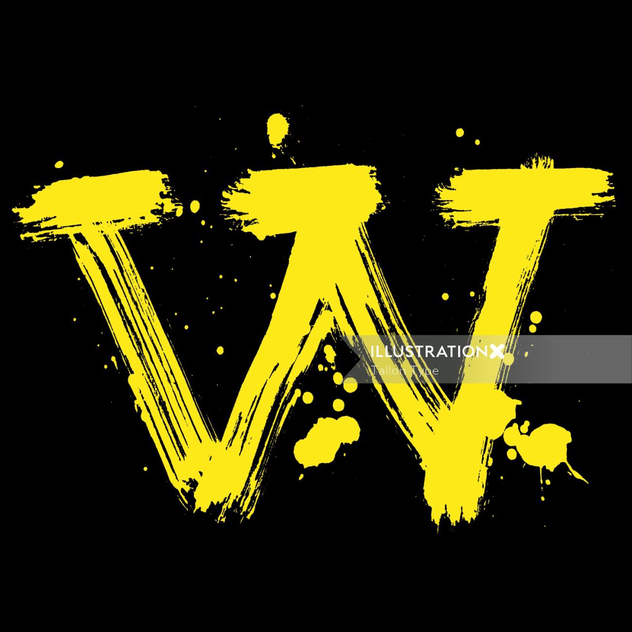 Lettrage W en jaune