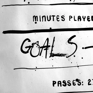 Handwritten sports stats including goals and passes by Tallon Type