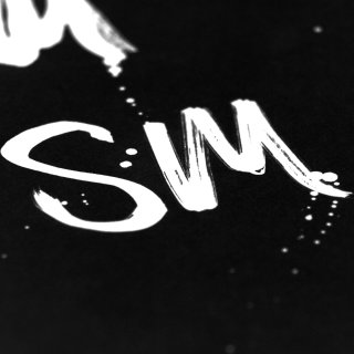 Letras SM en blanco.
