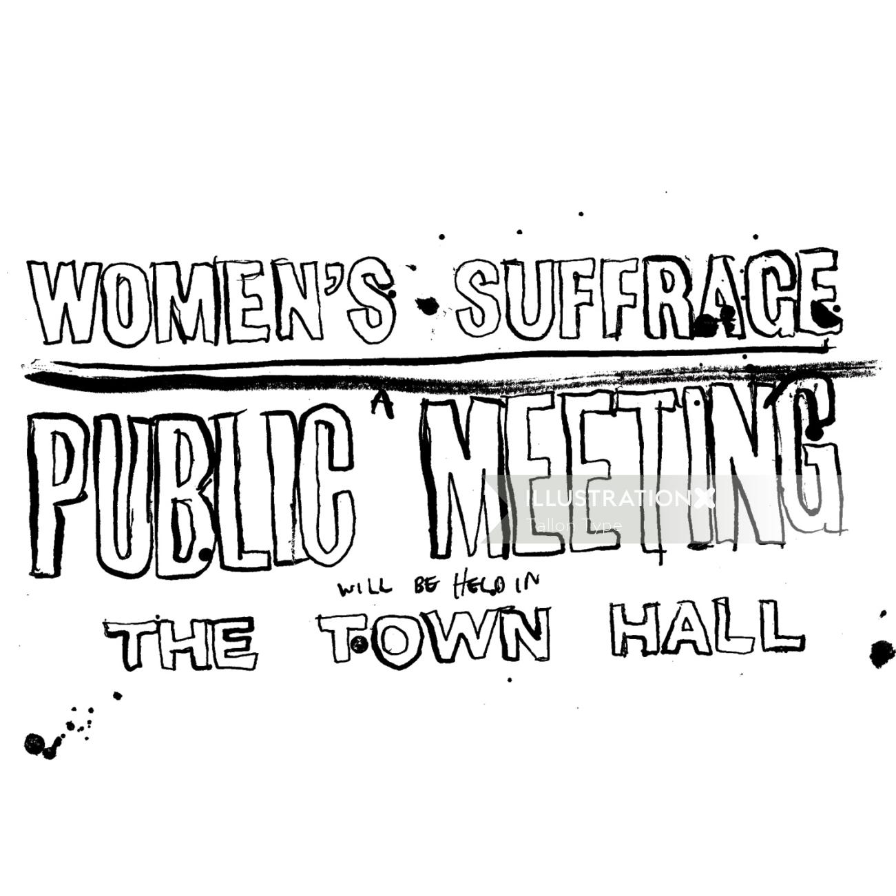 Lettrage réunion publique de surface des femmes