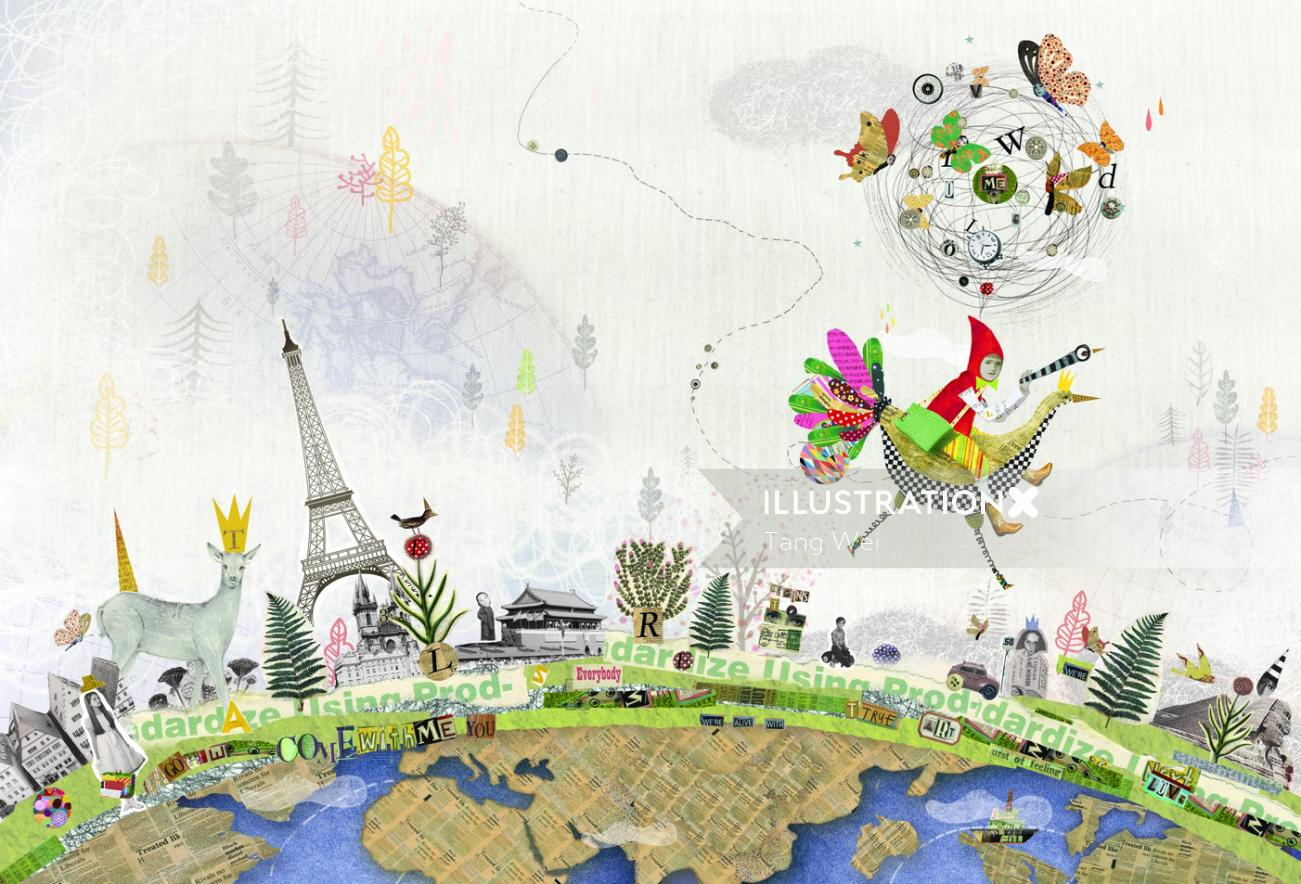 Children's book illustration of Total World Travel