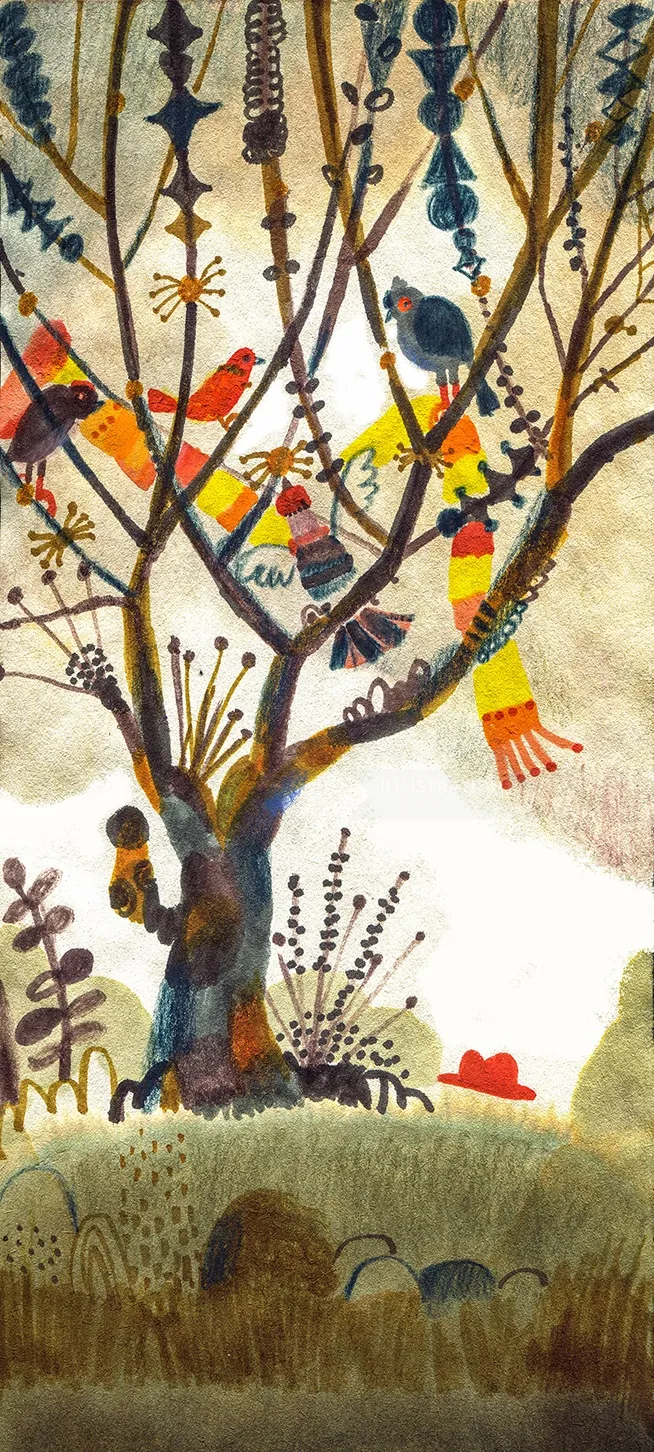 Arbre fantaisiste avec des oiseaux colorés par Tang Wei