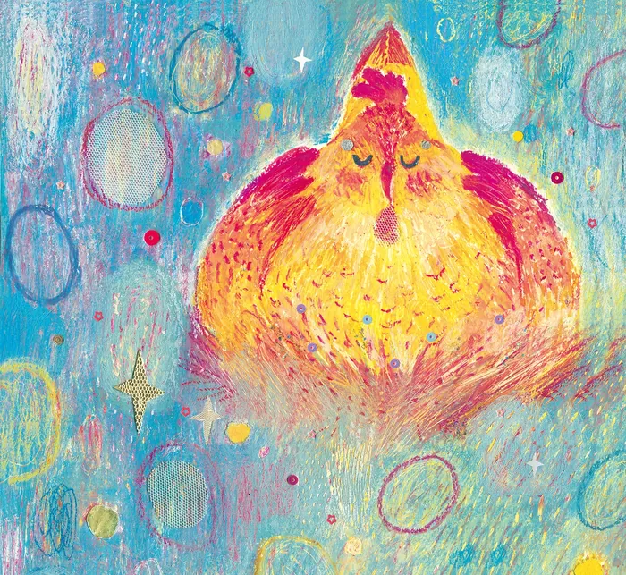 Abstract colorful bird with vibrant feathers in a dreamy background