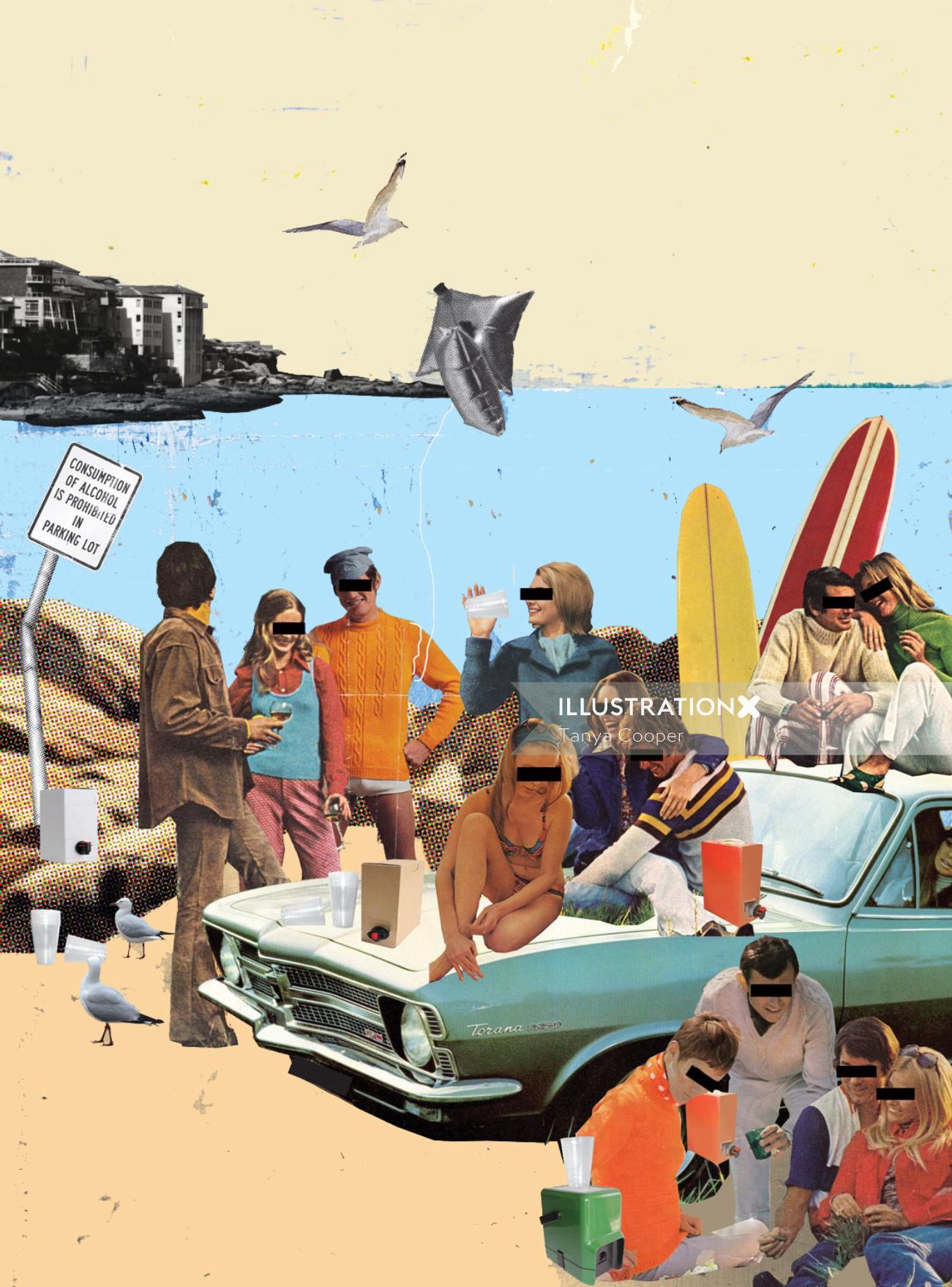 Collage &amp; Montage personnes à la plage