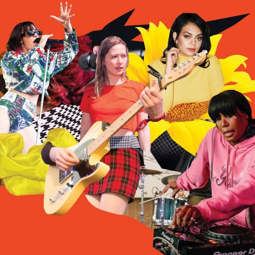 Collage & Montage of women music band
