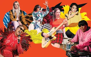 Collage & Montage of women music band
