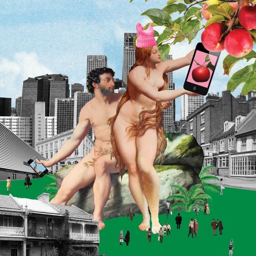 Collage & Montage Adam & Eve with apples
