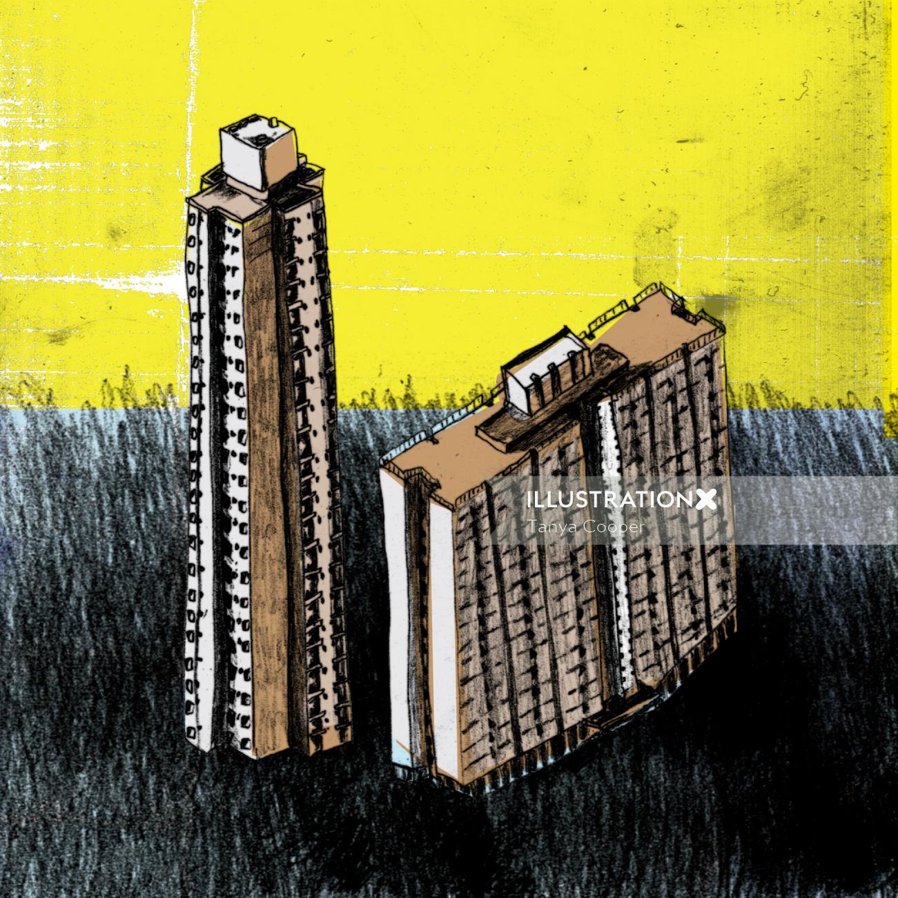 Illustration of buildings
