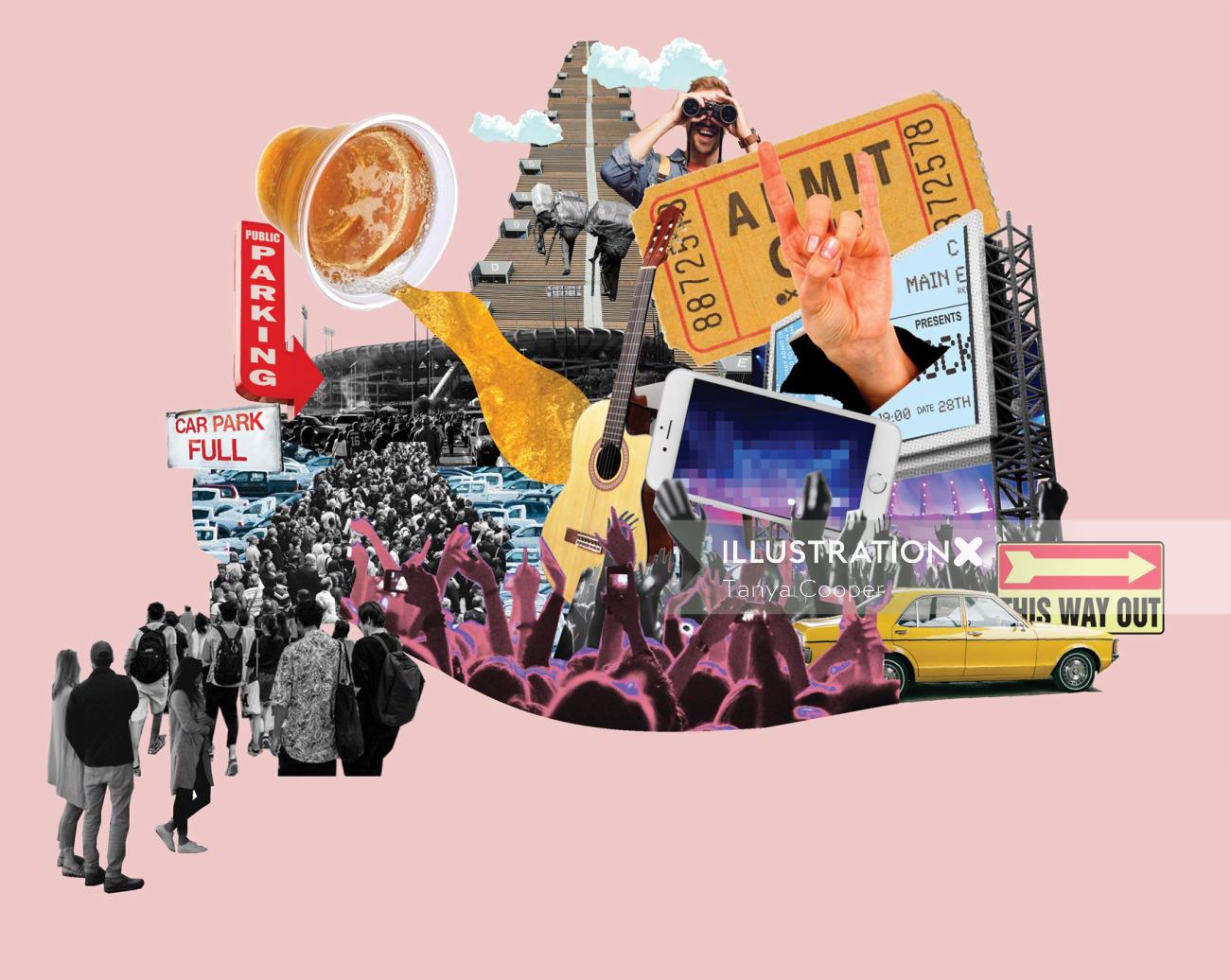 Collage & Montage of entertainment and people
