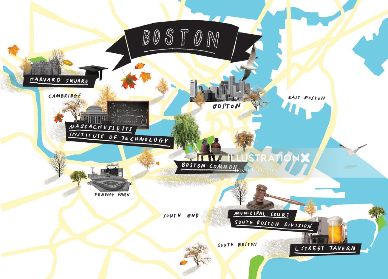 Mapas de la ciudad de Boston