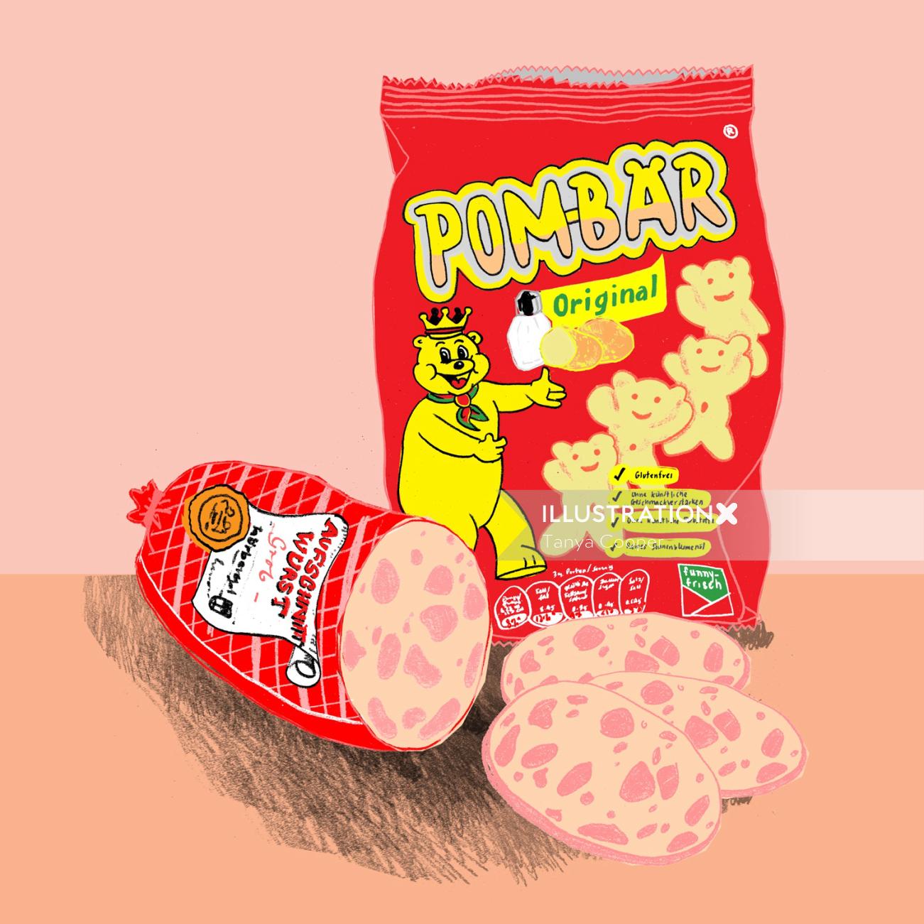 Design gráfico de snacks bar Pom