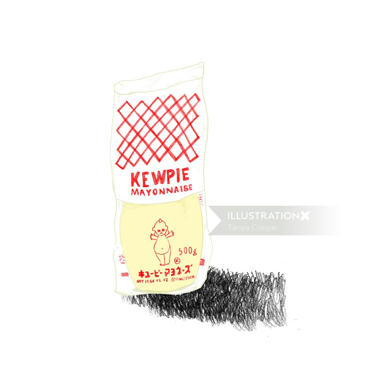 Drawing kewpie mayonnaise
