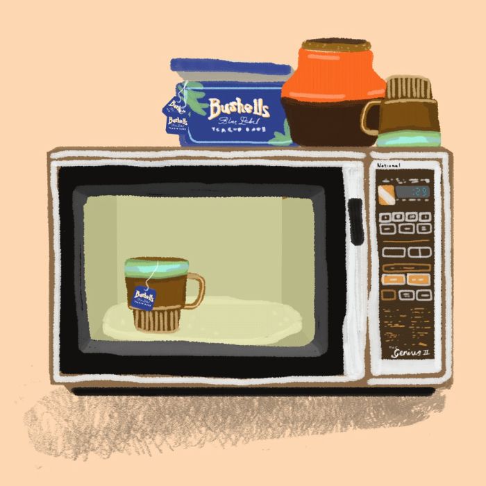 Animation coffee in microwave
