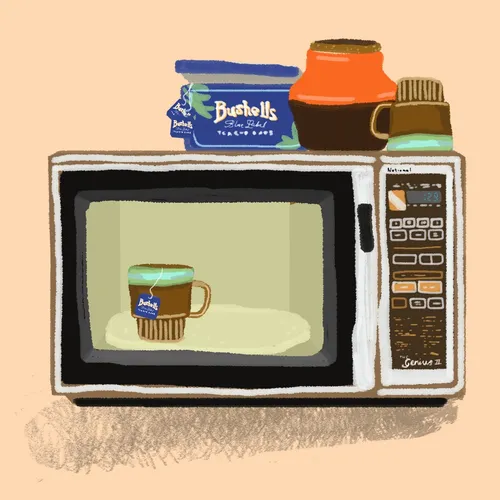 Animation coffee in microwave
