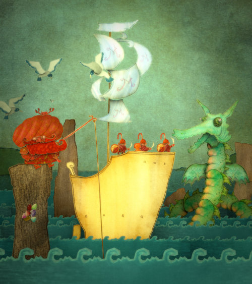 Ilustración de Mustafo y el monstruo marino