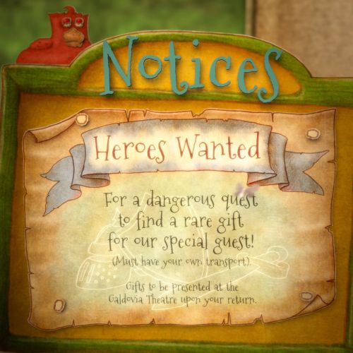 Fantasy noticeboard in fairytale town illustration