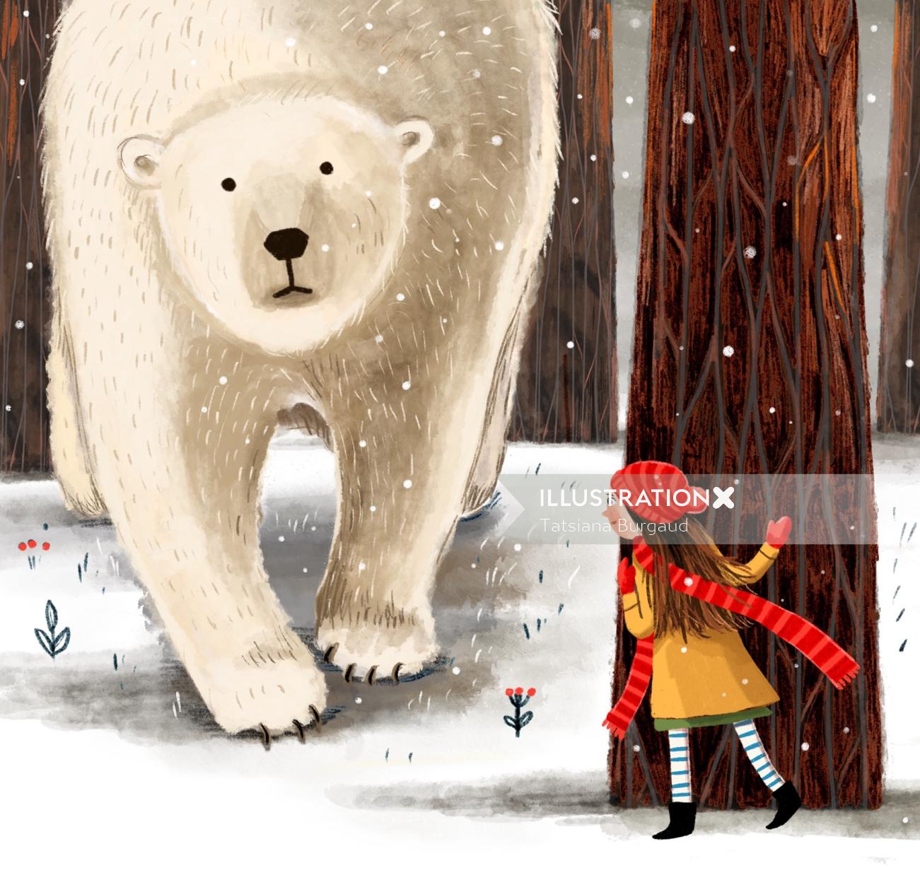 Ilustração animal do urso polar para evento da semana da infância