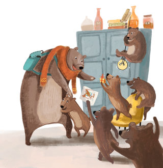 Ilustración de la familia del oso animal
