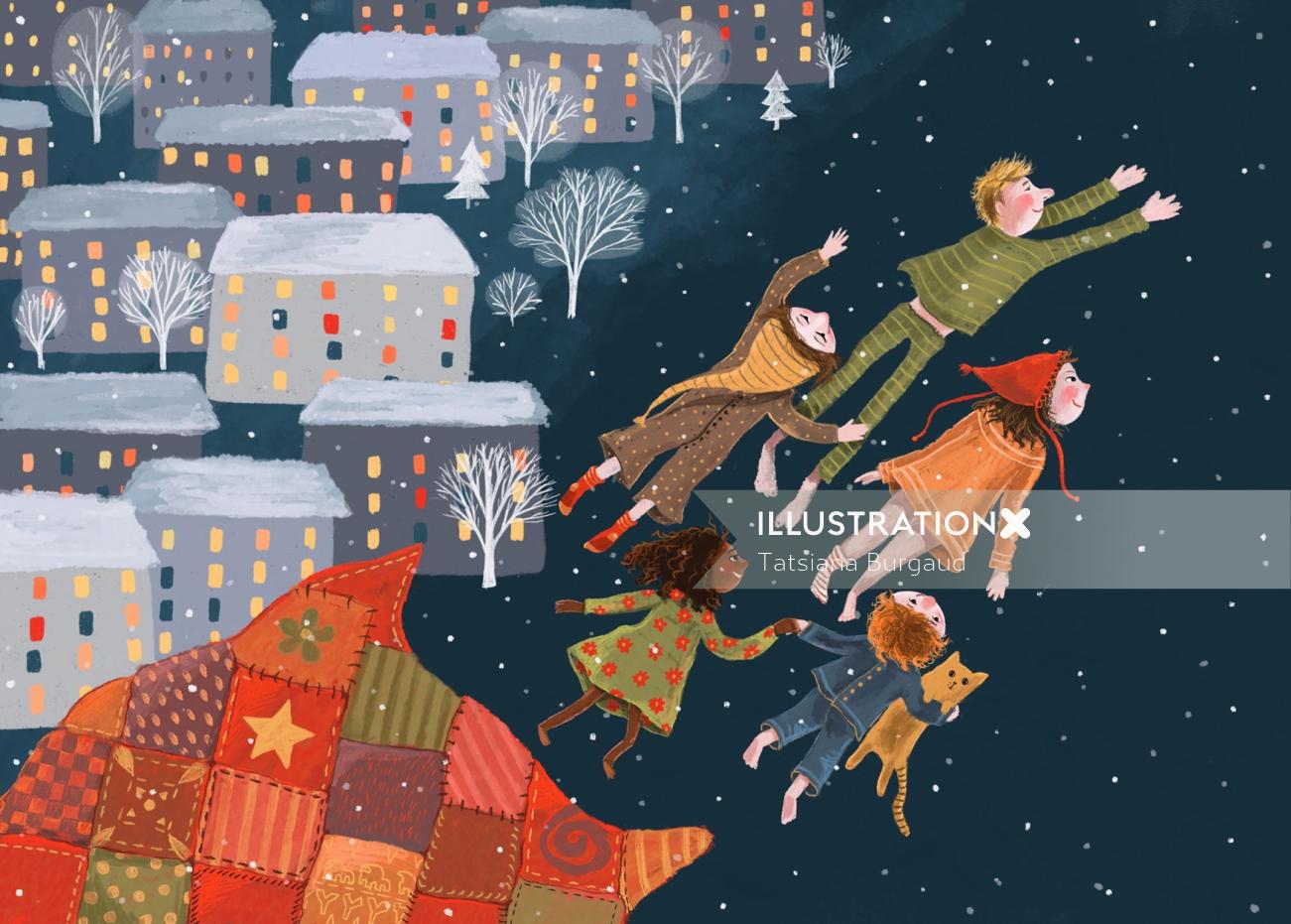 Flying to the Moon dream for One Winter Day book