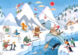 動物、クマ、シカ、イッカク、山、スポーツ、スキー、キツネ、北極、川、氷河