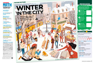 Éditorial, hiver, ville, rue, gens, shopping, fête, chants de Noël, bâtiments