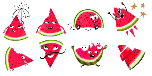Watermelon, funny, character, package, kids