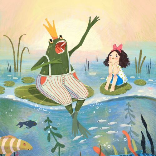 Character design of Thumbelina and mister frog