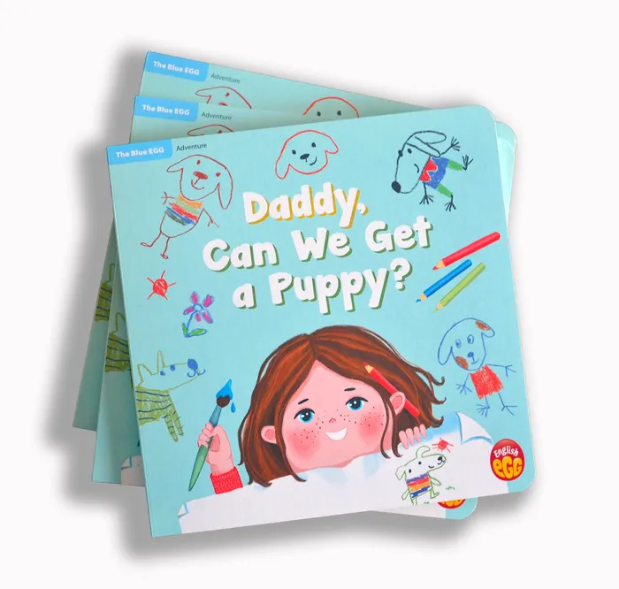 "Daddy, can we get a Puppy?" book cover artwork