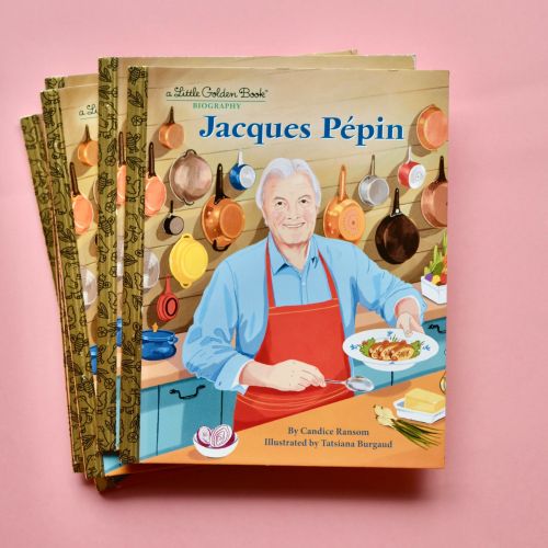 Illustrated cover of Jacques Pépin Little Golden Book with chef cooking