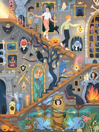 R*U様 【Halloween party】アクリル画 F6 風景画 絵画 Halloween Frame TV Art, Ghost Painting, Spooky Haunted Forest TV