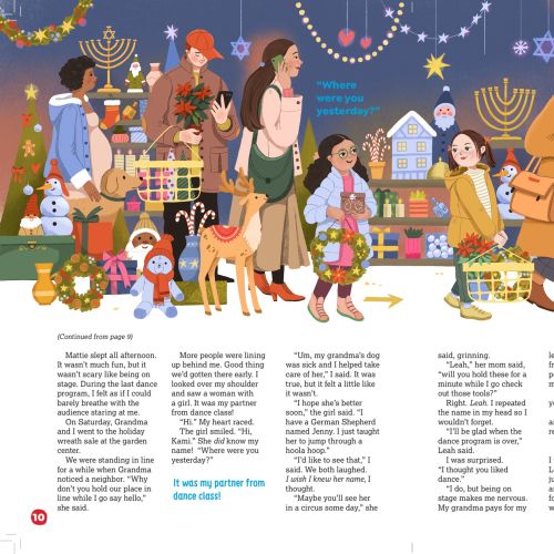 Holiday-themed family gathering with children, pets, and decorations by Tatsiana Burgaud