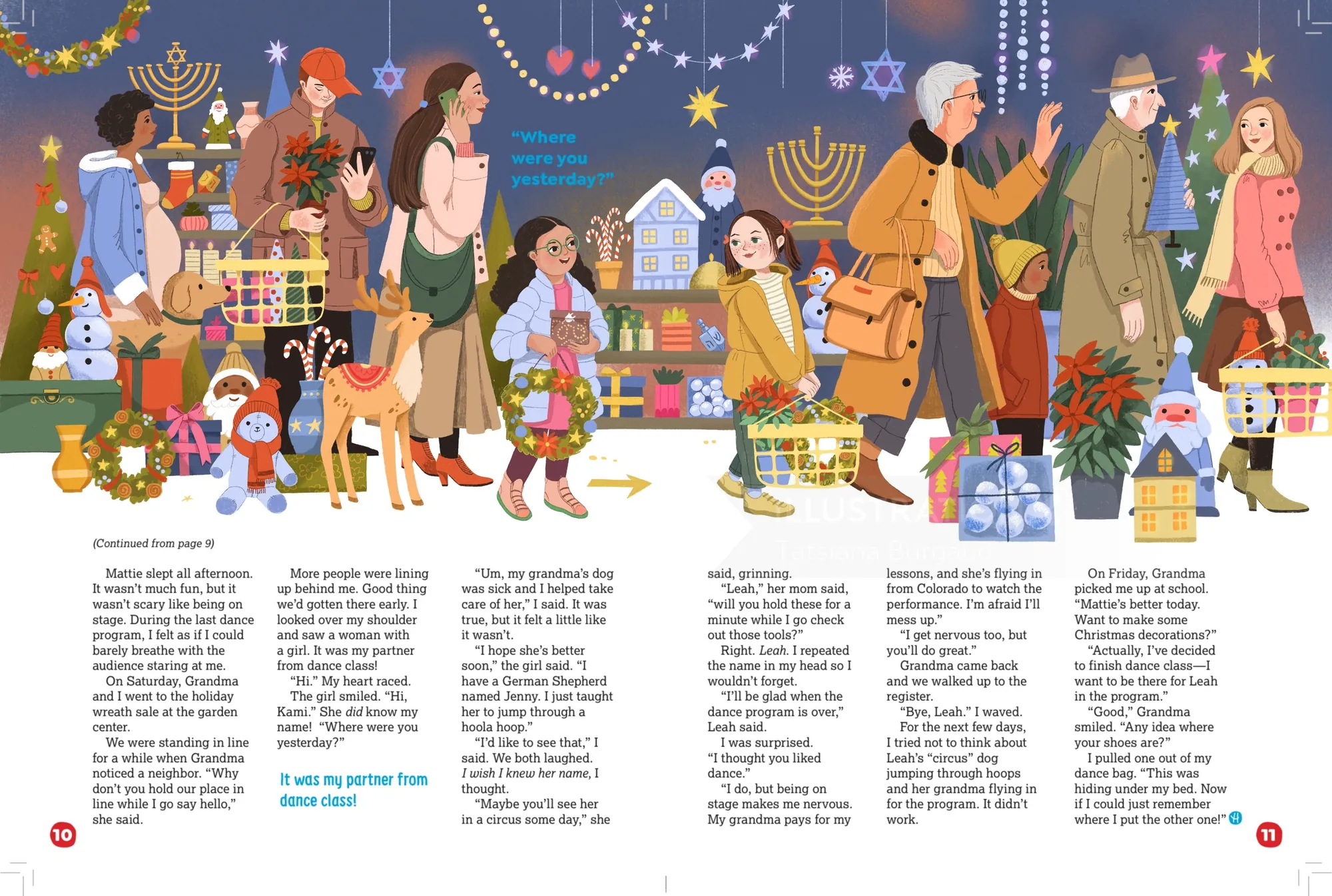 Holiday-themed family gathering with children, pets, and decorations by Tatsiana Burgaud