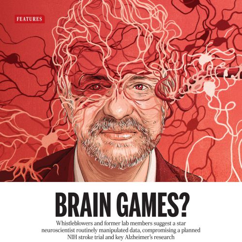 Illustration of man with neural pathways over red background