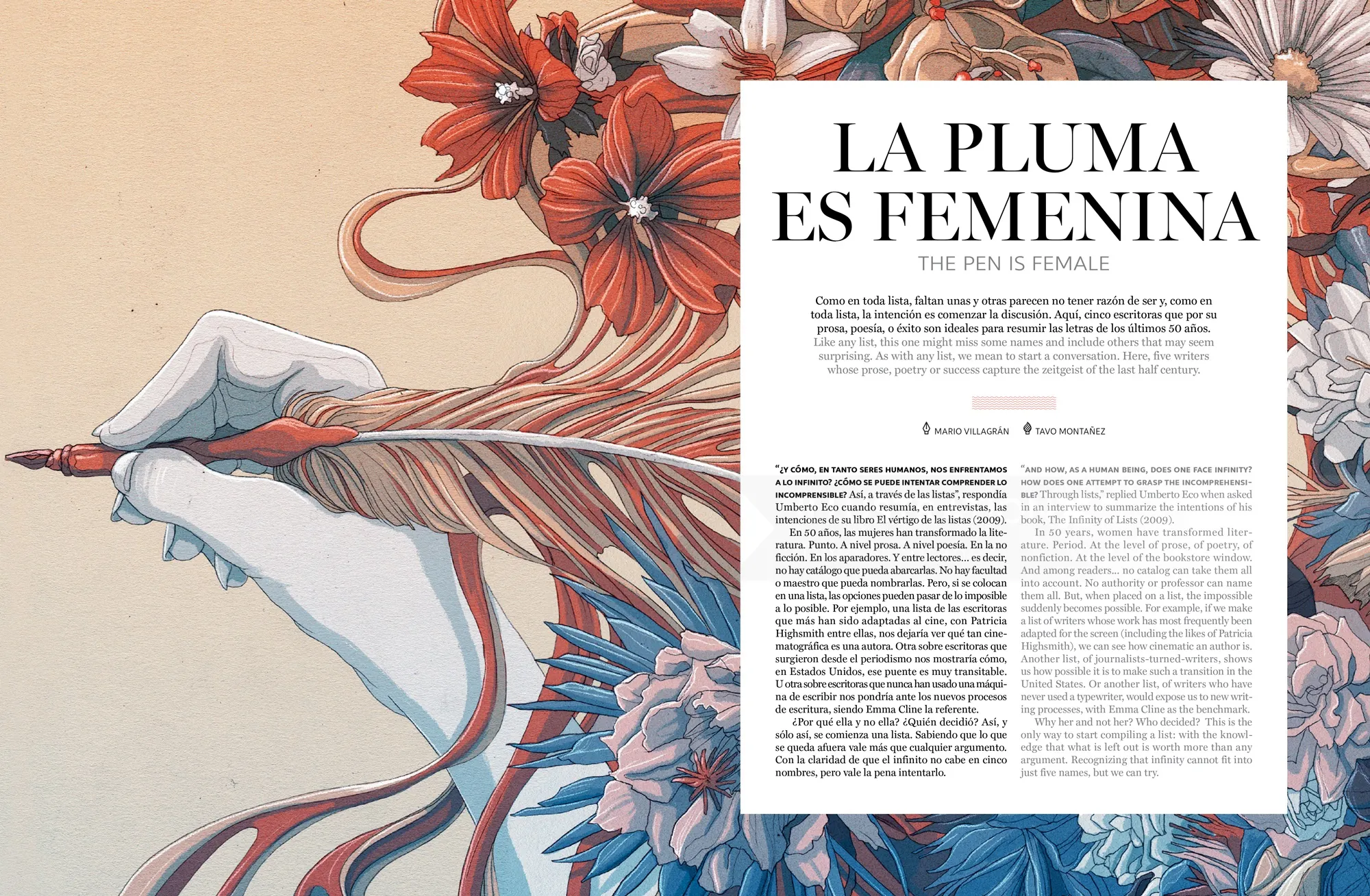 Article about five writers by Mario Villagrán in Accent magazine
