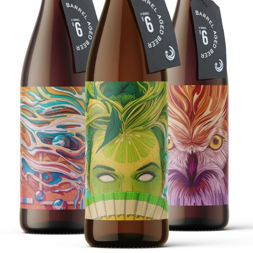 Labels of the special edition barrel aged beer by Breakside Brewery